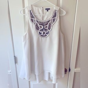 Vince Camuto cream shirt with beaded design - size L